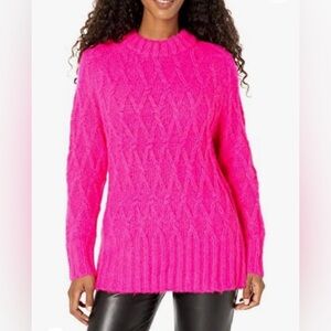 Steve Madden Women’s Olive Cable Knit Sweater in Pink Glo Size Large